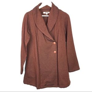 Flax Size P Wool Blend Two Button Closure Coat